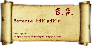 Berente Hágár névjegykártya